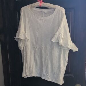 GAP White Short Sleeve Ruffle Top